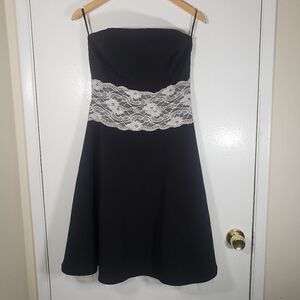 Ruby Fox 90s y2k Black Strapless Prom Style Fit and Flare A Line Dress Size 7